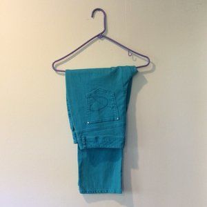 Chico's Teal Blue Cropped Jeans Sz 1.5 (8-10)